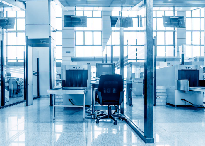 Empty airport security area