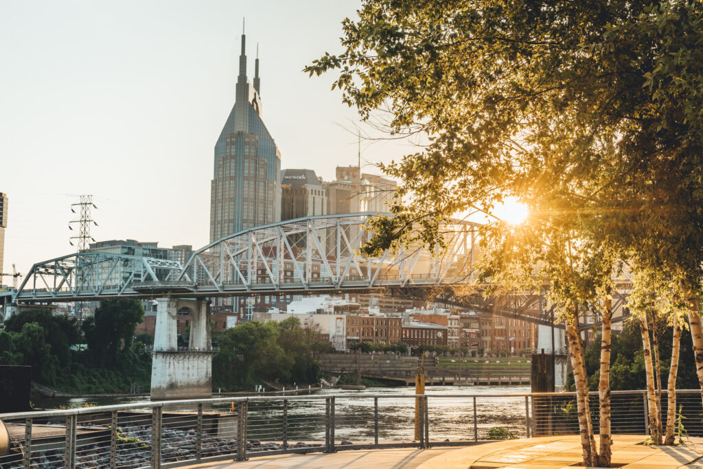 Downtown Nashville at sunset