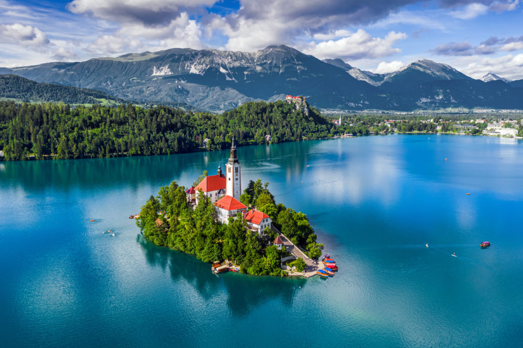 Aerial view of Lake Bled, Slovenia