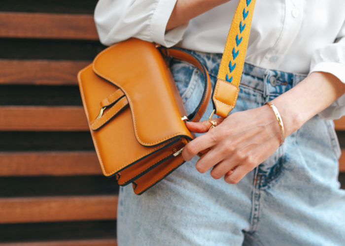 Close up of cross body bag