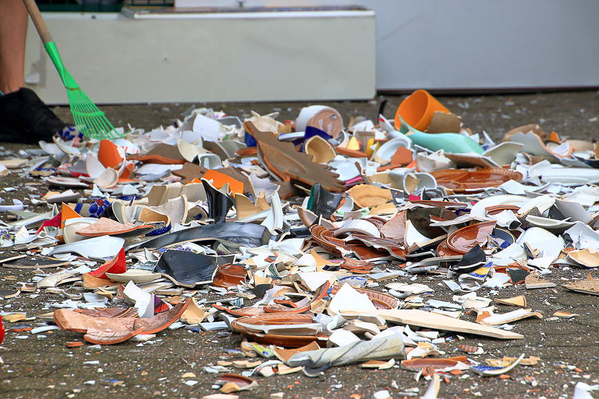 Broken crockery for the new year's eve