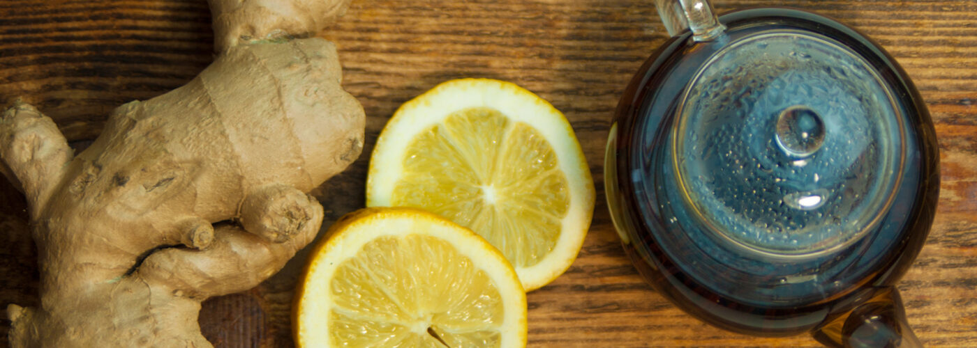 ginger lemon slices and teapot.