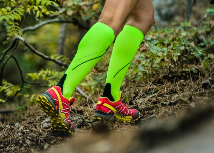 hiker wearing compression socks.