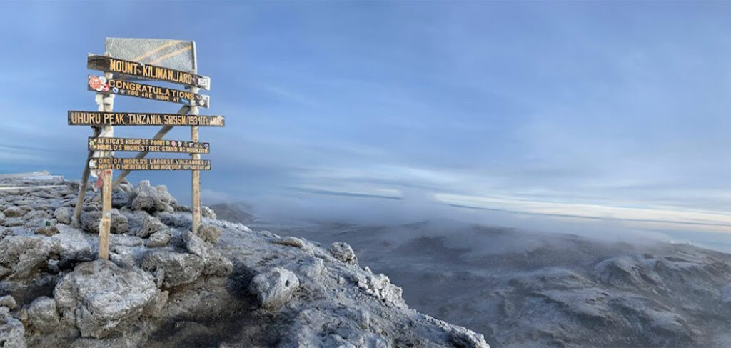 View from the summit of Mount Kilimanjaro