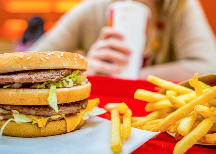 fast food burger and fries