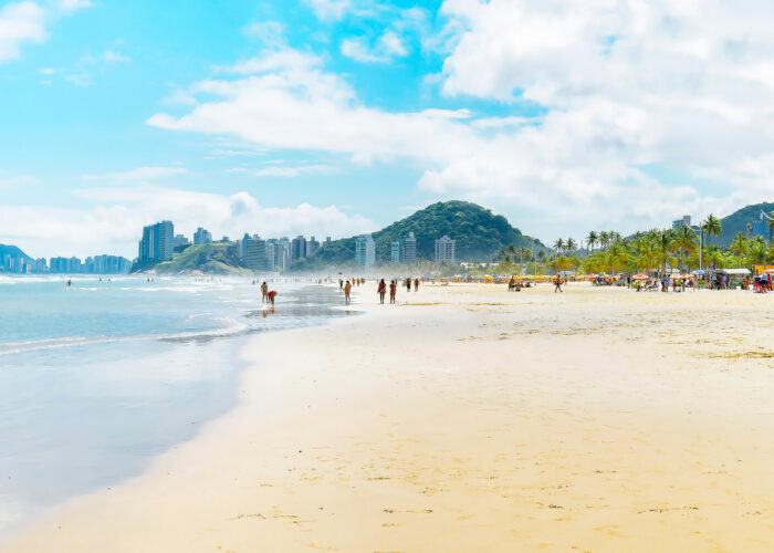 Brazilian seacoast, Praia da Enseada beach at Guaruja SP, Brazil.