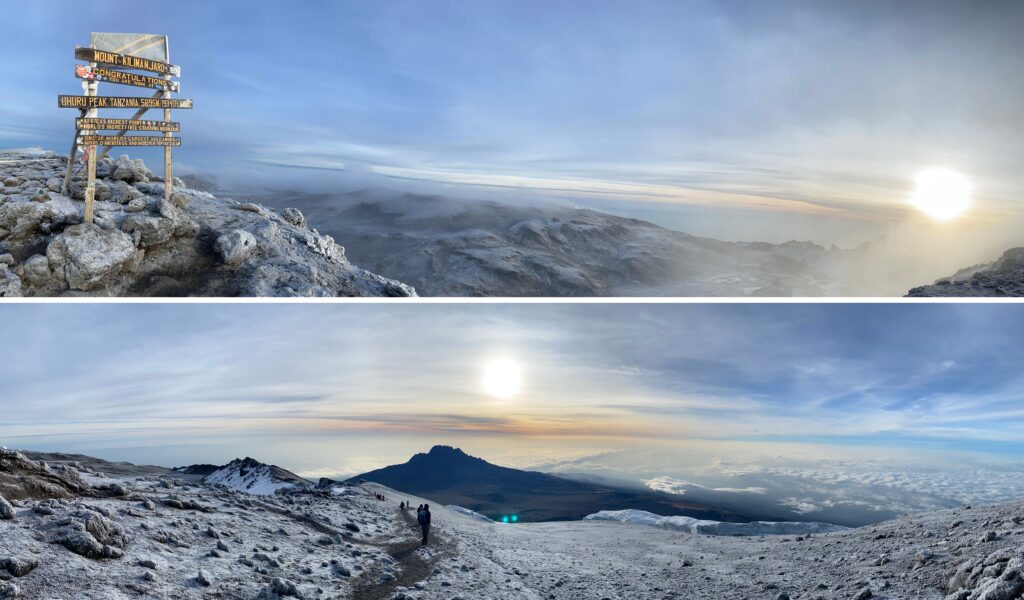 Views from the summit of Mount Kilimanjaro