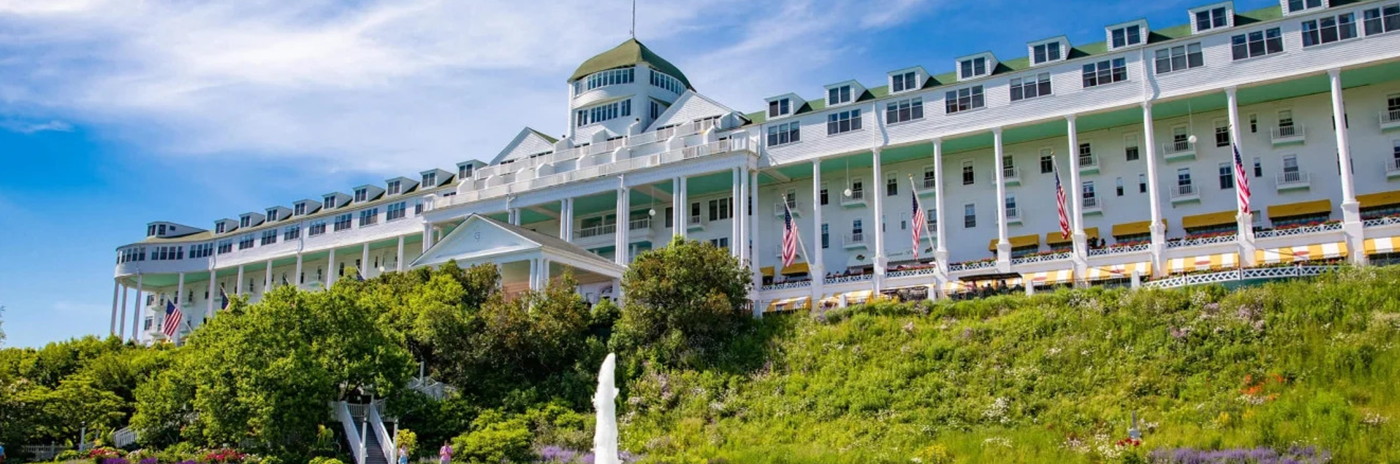 Exterior of the Grand Hotel on Mackinac Island in Michigan